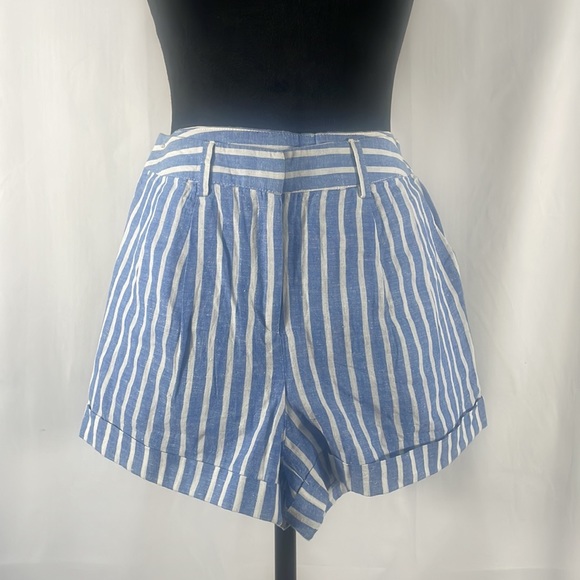 Love Tree Stripped blue, White,linen blend shorts, Small - Picture 8 of 8